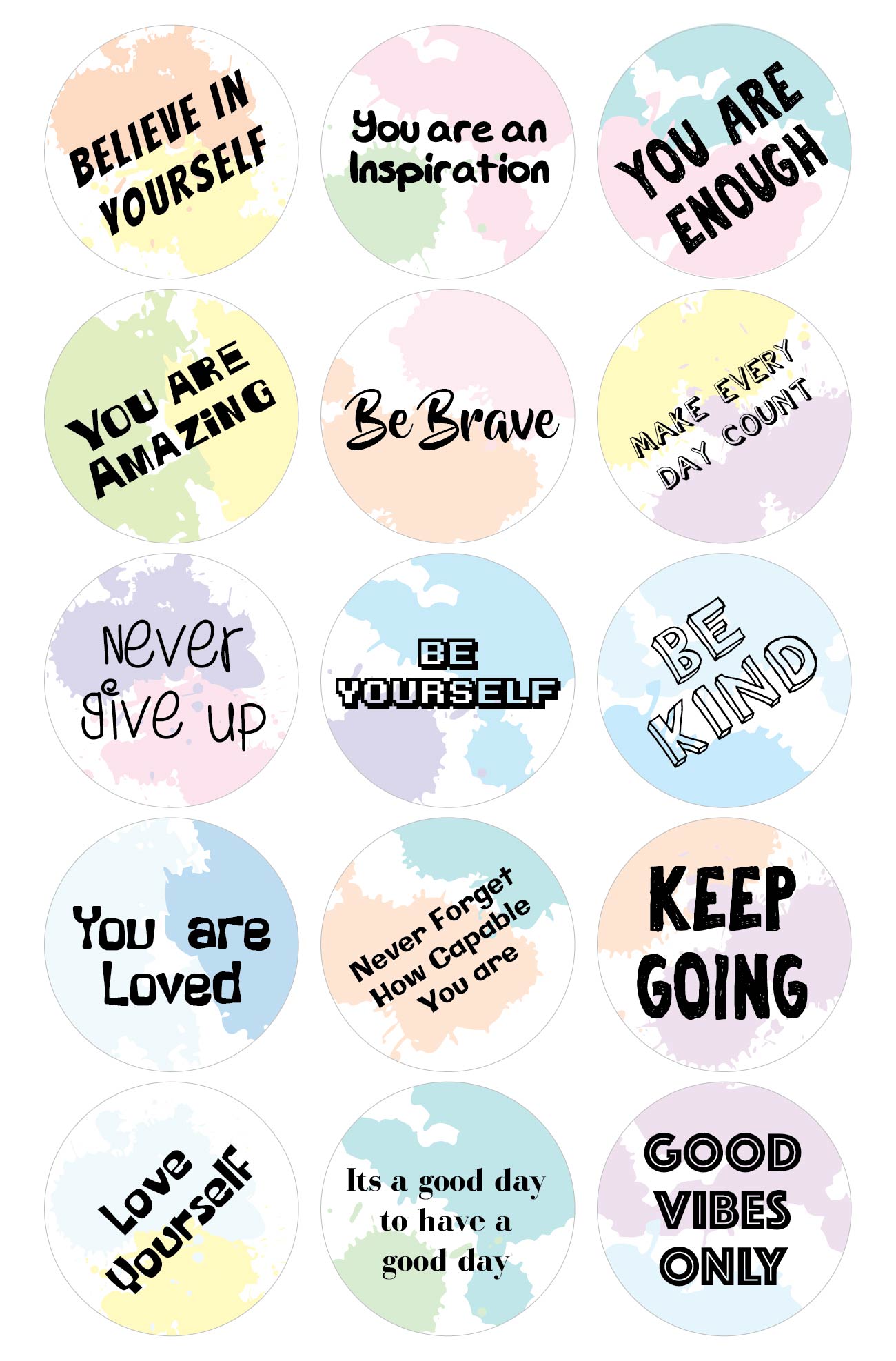 Motivational stickers for students
