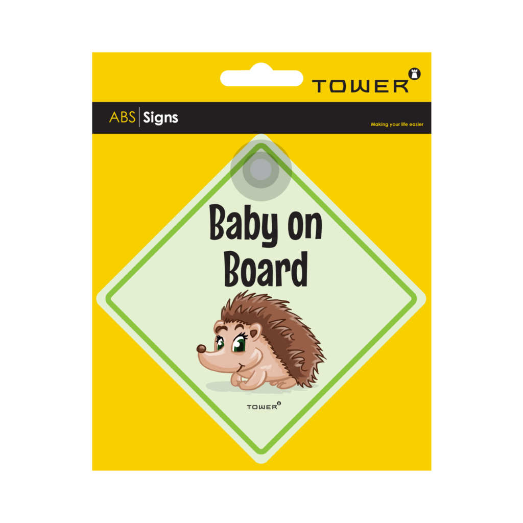 TOWER’s cute porcupine baby on board sign on a car